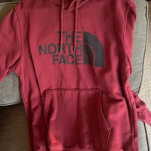 The North Face Burgundy Pullover Hoodie with Black Logo